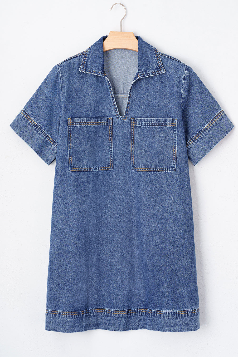 easel denim dress Women's Colosseum Denim Wyoming Cowboys Short Sleeve Full-Snap Dress Size: Medium main image 0