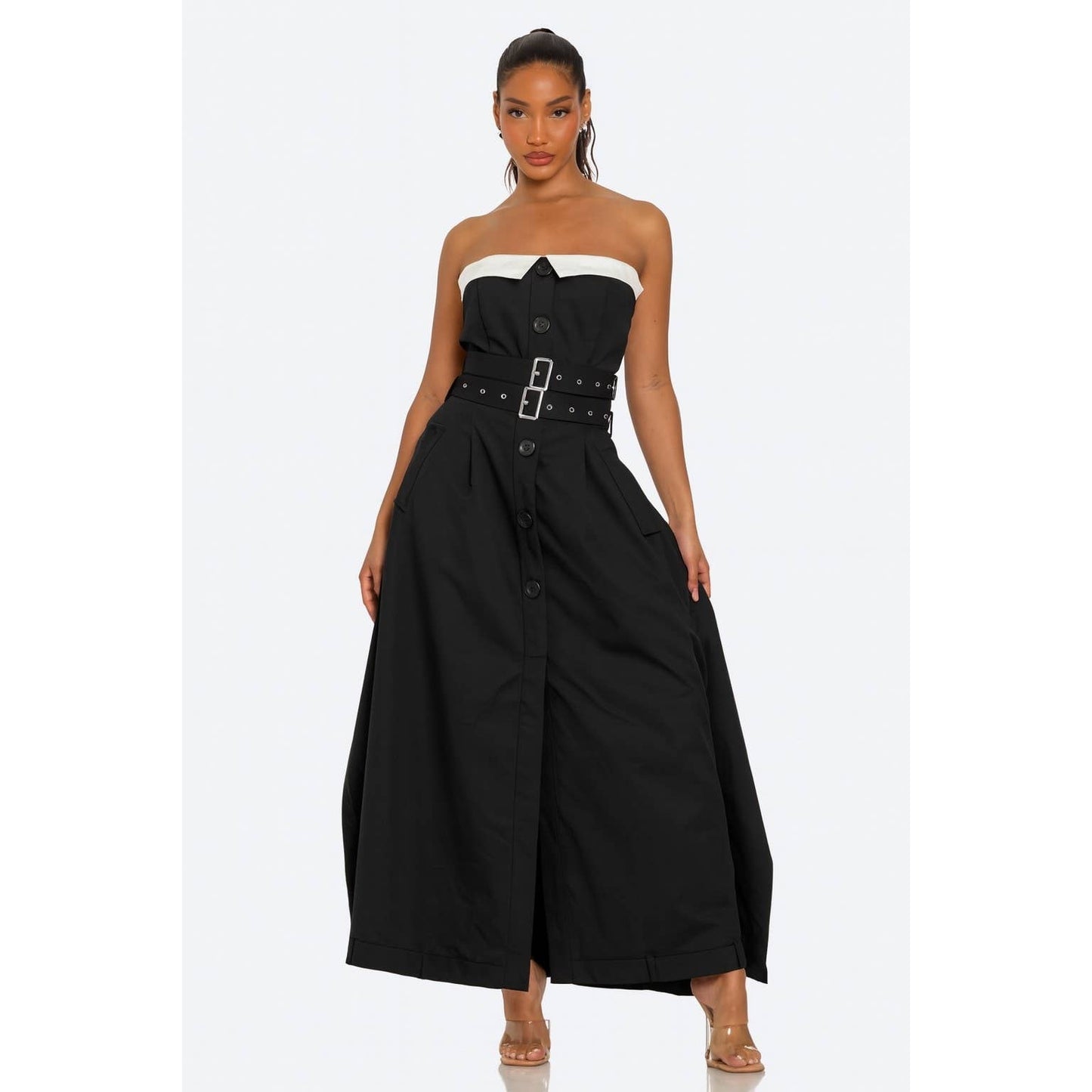 Chic Reinvented Trench Maxi Dress: KHAKI / S-M-L(1-1-1)
