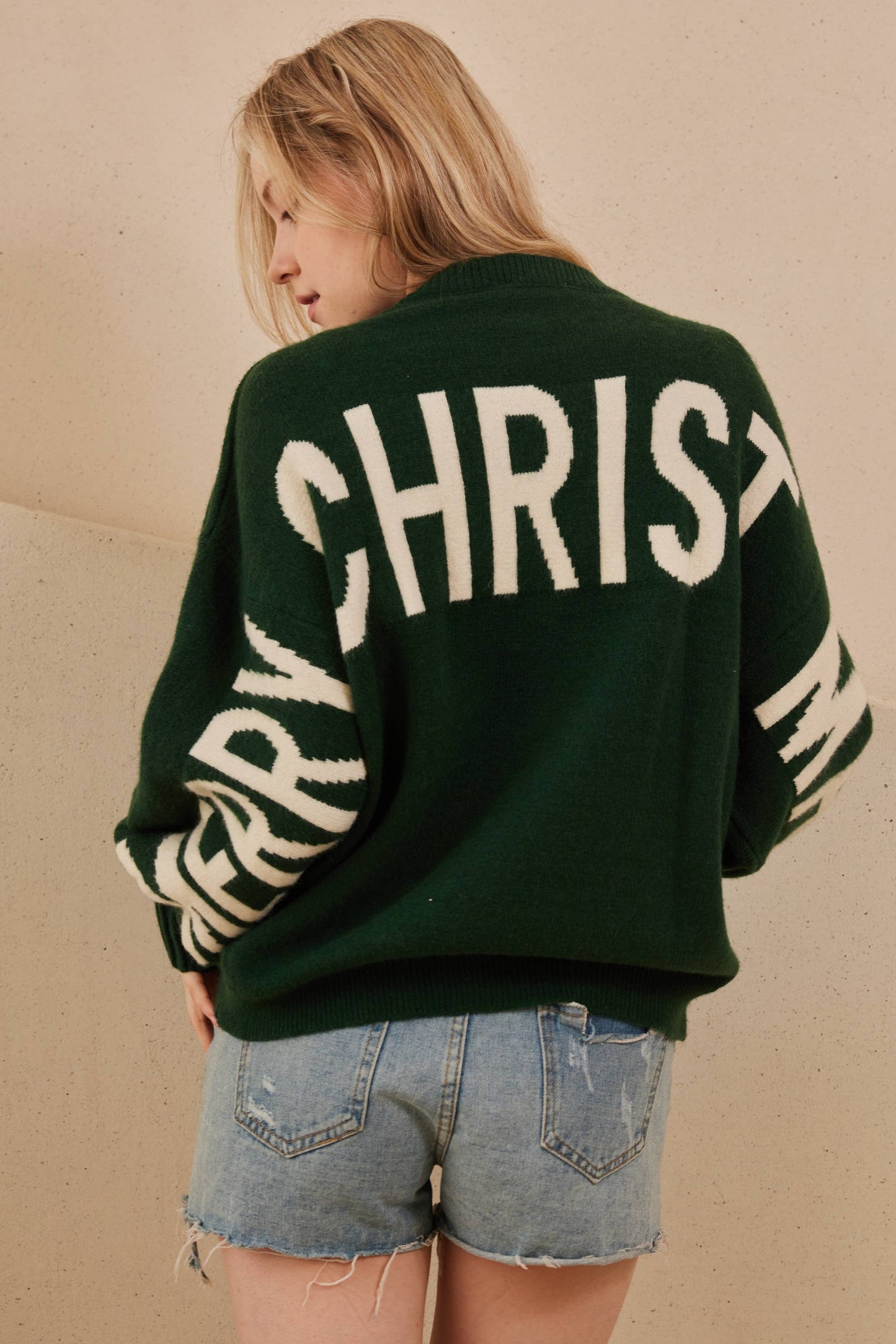OVERSIZE Christmas Sweater with Lettering: Red / L