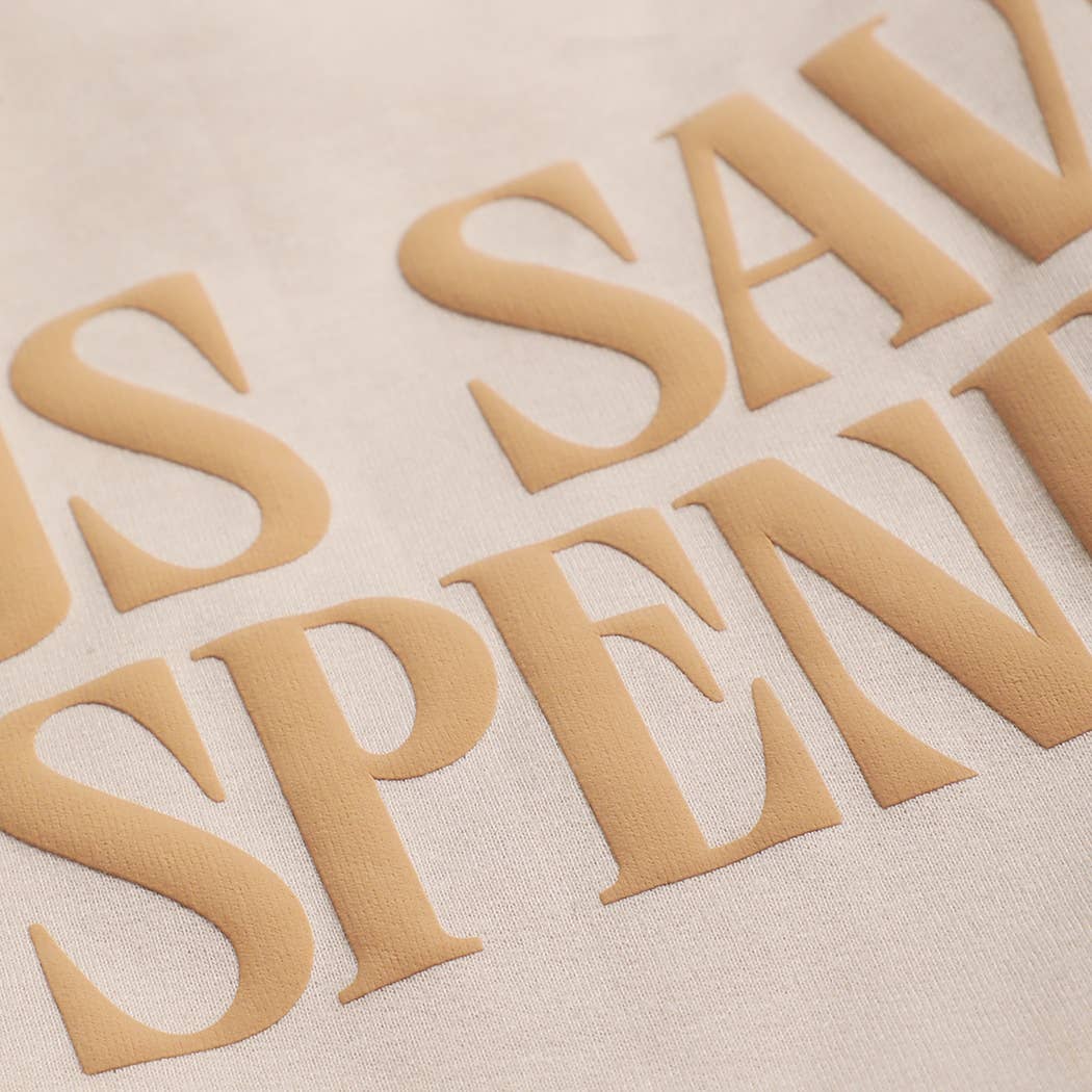 JESUS SAVES I SPEND PUFF MIDWEIGHT Sweatshirt: BROWN SAVANA / M