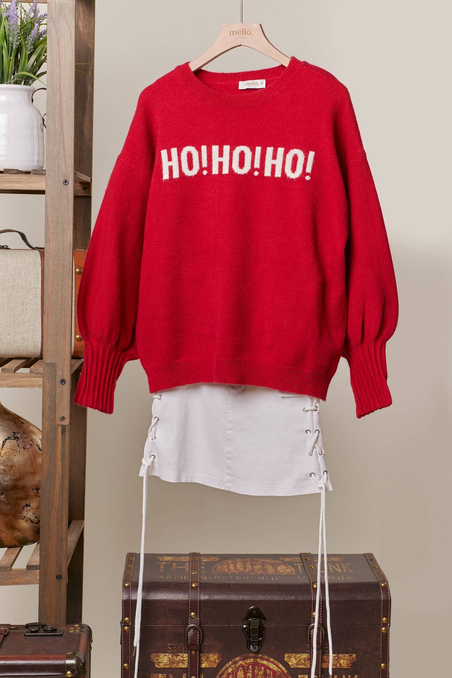 OVERSIZE Christmas Sweater with Lettering: Red / M