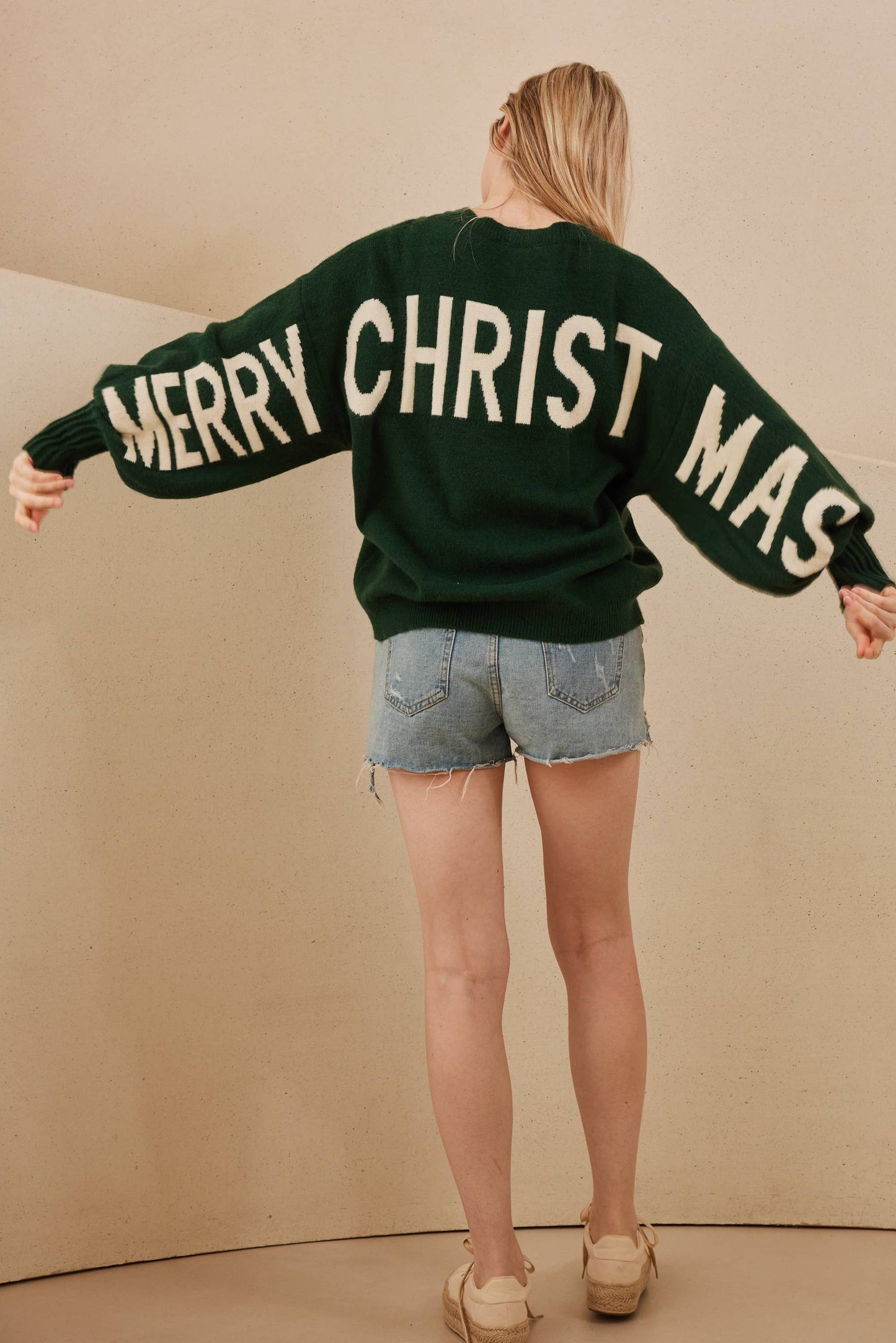 OVERSIZE Christmas Sweater with Lettering: Red / M