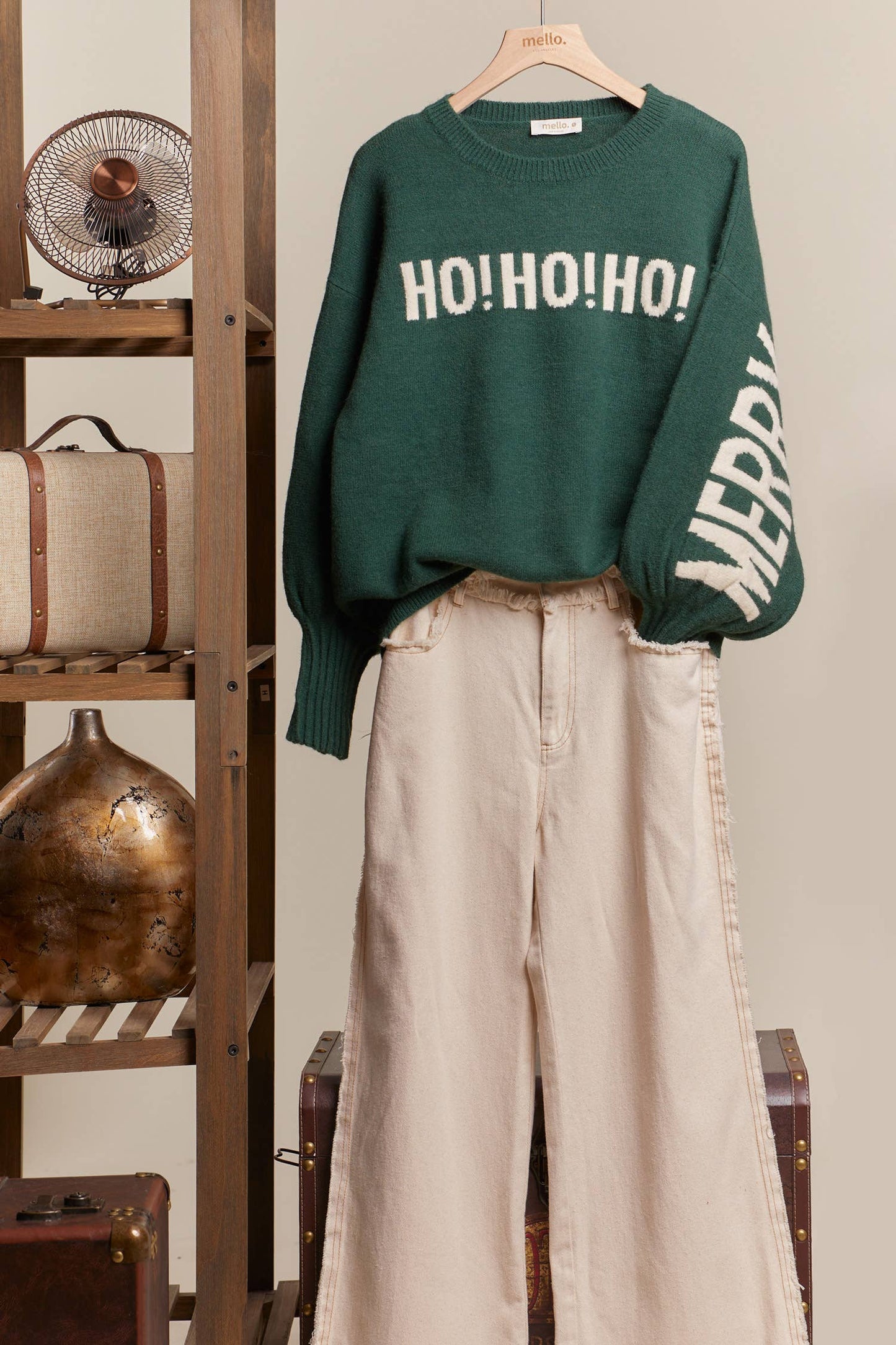 OVERSIZE Christmas Sweater with Lettering: Red / M