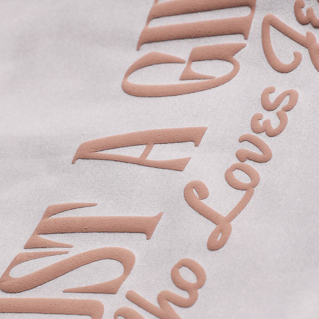 JUST A GIRL WHO LOVES JESUS PUFF MIDWEIGHT Sweatshirt: CEMENT / XL