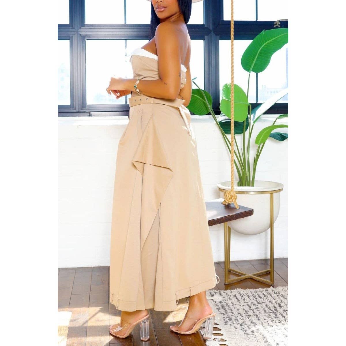 Chic Reinvented Trench Maxi Dress: KHAKI / S-M-L(1-1-1)