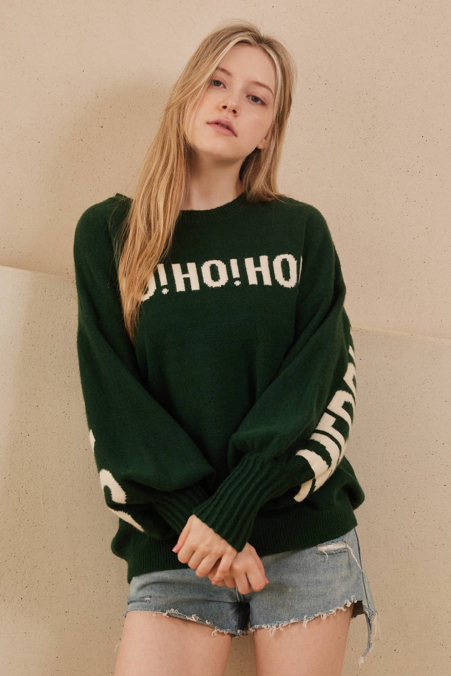 OVERSIZE Christmas Sweater with Lettering: Red / L