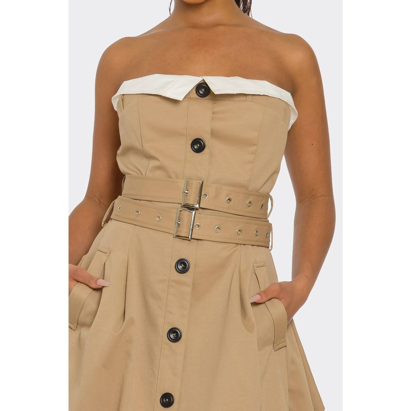 Chic Reinvented Trench Maxi Dress: KHAKI / S-M-L(1-1-1)