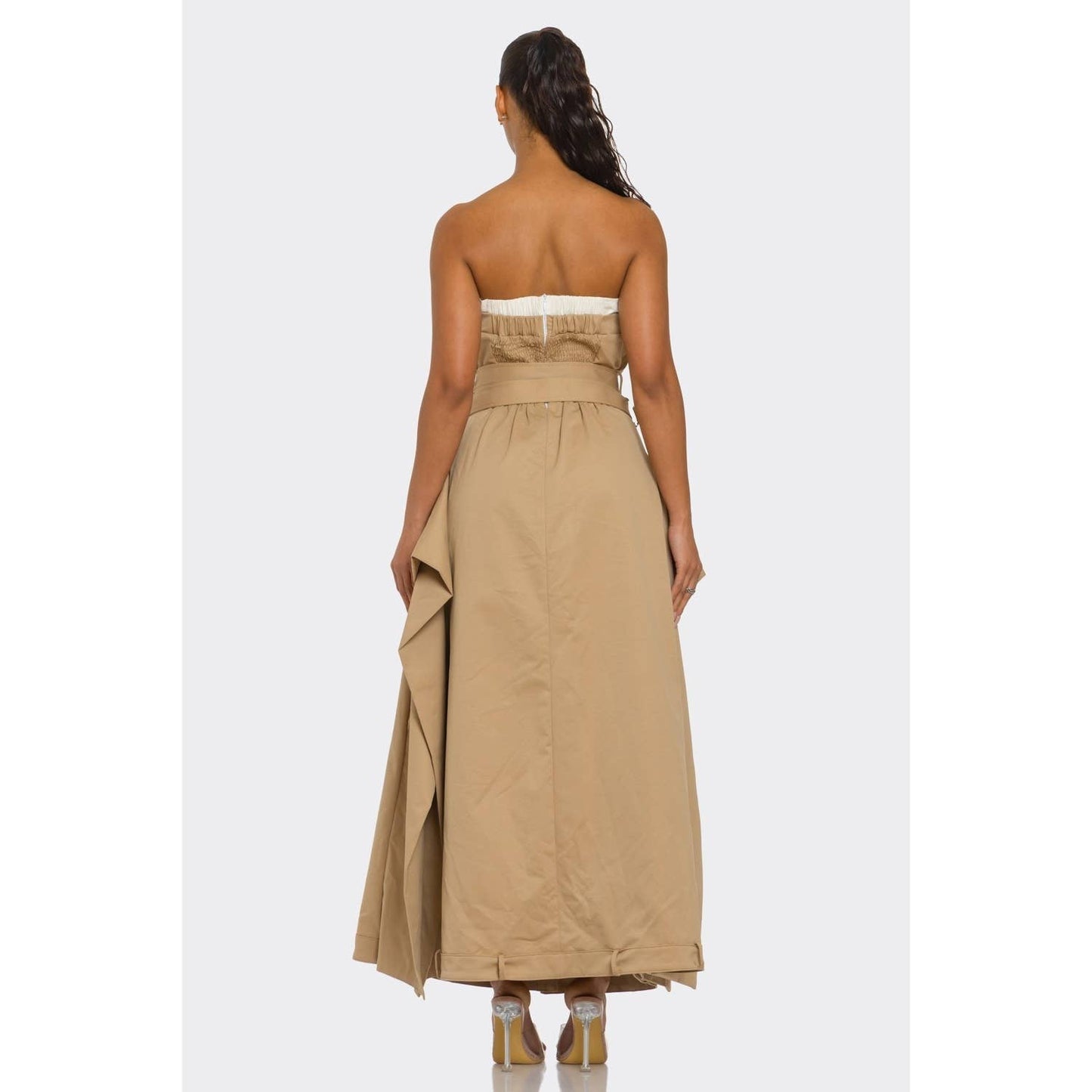 Chic Reinvented Trench Maxi Dress: KHAKI / S-M-L(1-1-1)